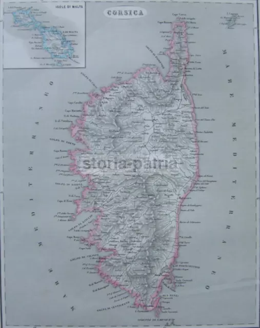 Corsica_Capraia_Antica Cartografia_Pagnoni_Mappa Decorativa_Con Isole Di Malta