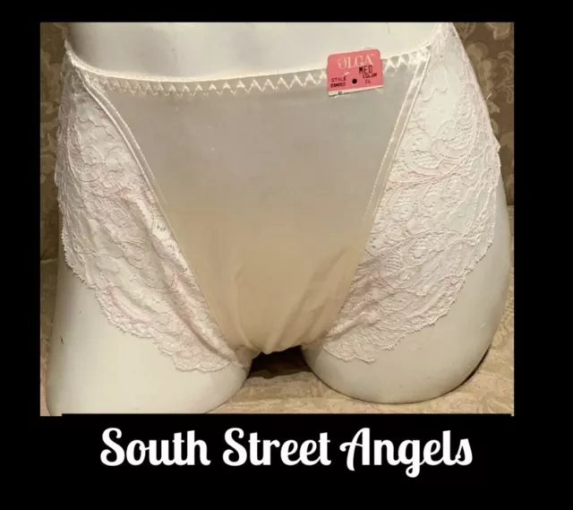 OLGA ~ IVORY / Pink ~ Vintage Satin & Lace Hi-Cut Panties ~ Medium  Gorgeous!! $90.35 - PicClick