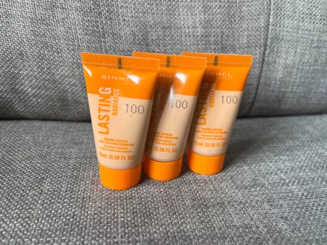 3 x 15 ml nuovo fondotinta radiante duraturo Rimmel n. 100 avorio