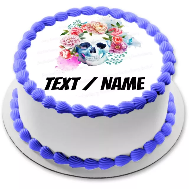 Totenkopf Sugar Skull Tortenaufleger Party Deko personalisiert Name essbar flora