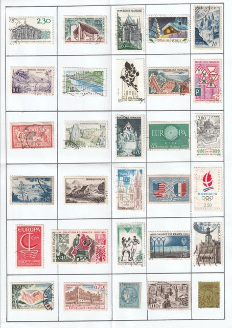 FRANCE 30 different used stamps on page.
