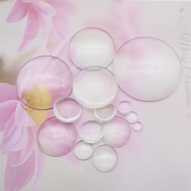 6-50mm Clear Crystal Glass Dome Flat Back Round Cabochons Tiles Cameo For Crafts