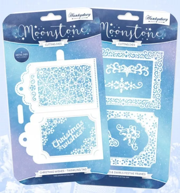 Remolinos de copos de nieve Hunkydory marcos festivos y deseos navideños etiquetas parpadeantes