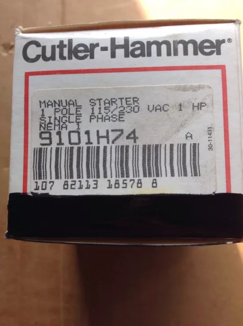 Cutler Hammer Manual Starter  9101H74 1PH NEMA 1 115/230VAC 1HP