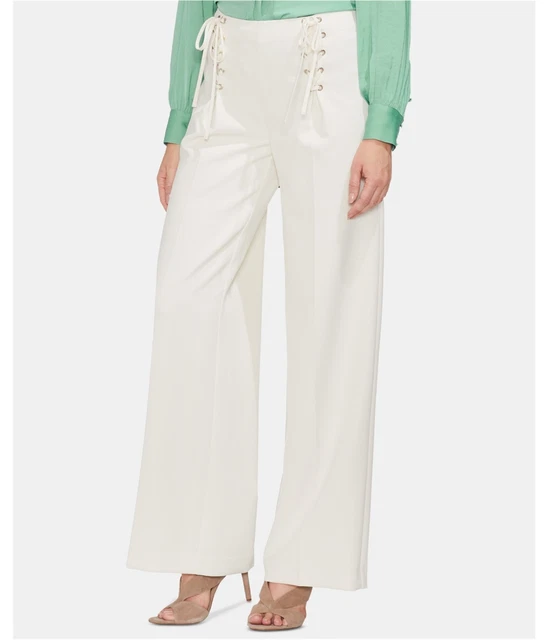Vince Camuto Womens Lace Front Casual Wide Leg Pants, White, 10