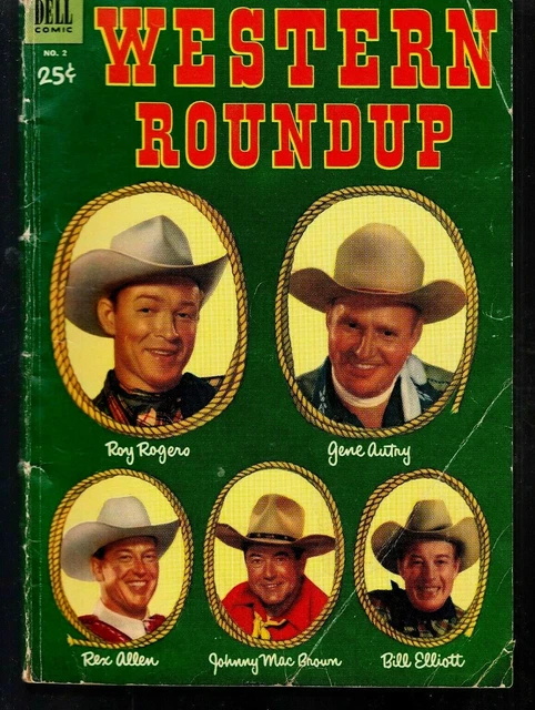 DELL GIANTS -WESTERN ROUND-UP #2 1953 DELL VG PHOTO-c ROY ROGERS/ GENE AUTRY
