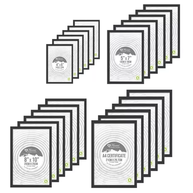 Set of 12 Photo Picture Styrene Black Flat Frames 4x6"/5x7"/8x10"/A4 Certificate