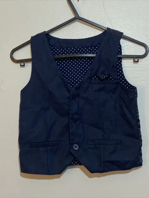 Boys Navy Blue Waistcoat Suit Wedding Page Boy Baby Formal Party 3/4 Old Primark