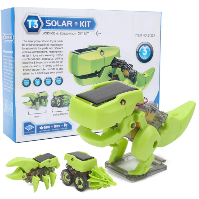 Solar Robot Building Kit Green Assembled Plastic Educational Children