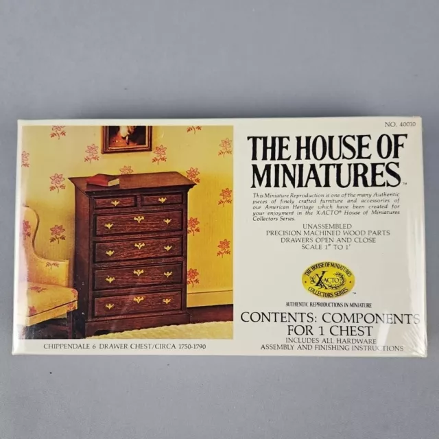 The House Of Miniatures Kit Chippendale 6 Drawer Chest 1:12 #40010 X-acto Sealed