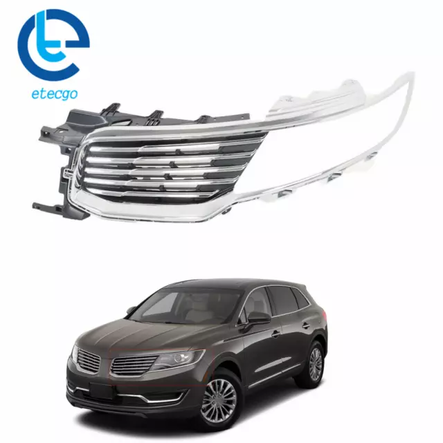 Chrome Front Bumper Grille Assembly Left Side Fit For 2016-2018 Lincoln Mkx