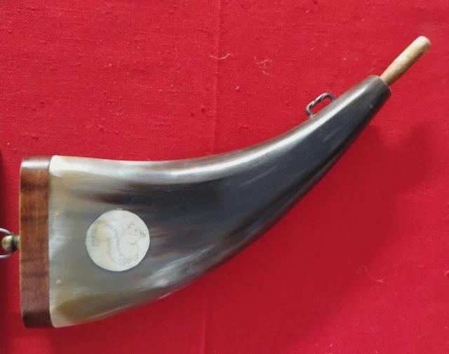 POWDER HORN FLAT Sided Muzzle Loader Black Powder Reenactor Colonial