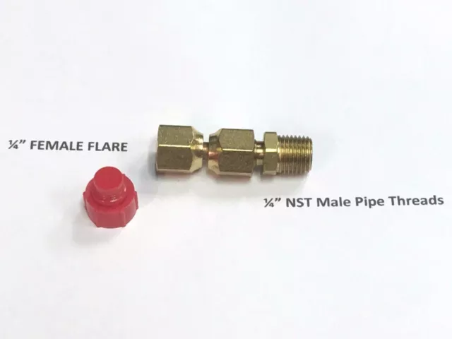 Vacuum Pump Adapter, 1/4" Female Flare Swivel to 1/4" NST Male Pipe Threads