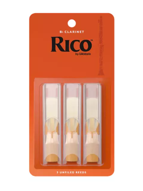 Rico Bb Clarinet Reeds - 3-pack - Ideal For Intermediate. Strength: 2.5