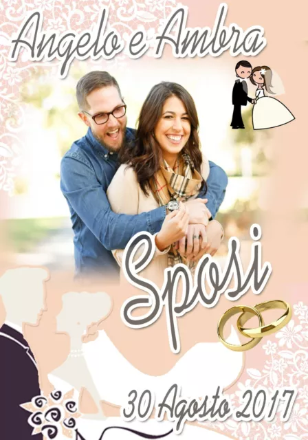 Striscione Banner OGGI SPOSI PERSONALIZZATO TEMI foto nome Feste MATRIMONIO