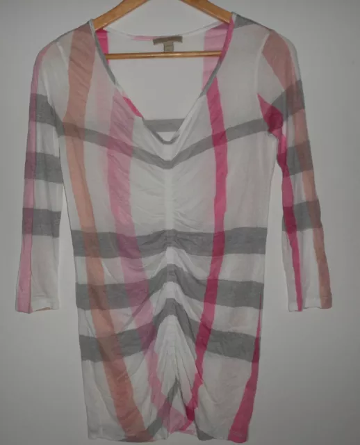 BURBERRY BRIT WOMAN'S Stretch Ruched T-SHIRT TUNIC VEST Size S