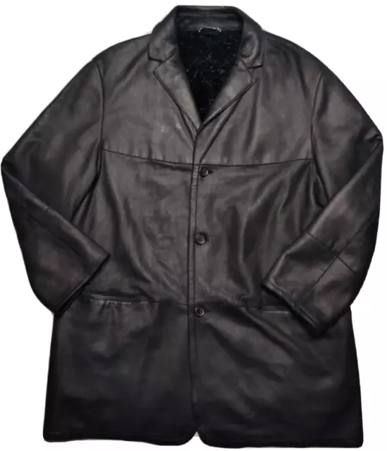 HUGO BOSS MENS 44R Black 100% Lambskin Sherpa Lined Soft Leather Jacket ...