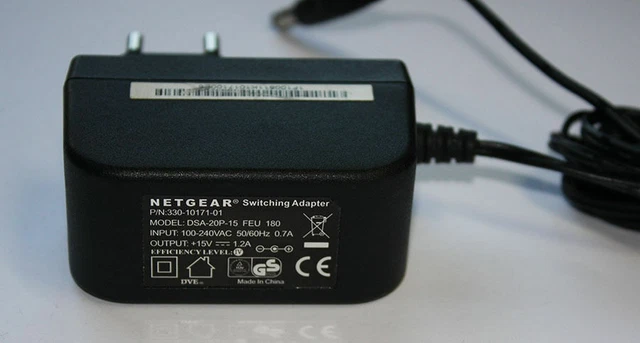 Transfo Router GENUINE MALE POWER Supply Netgear 15V 1.2A Transfo Power Supply AC ...