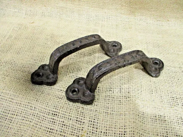 2 Cast Iron RUSTIC Barn Handle Gate Pull Shed Door Handles 5 1/2" Drawer Pulls