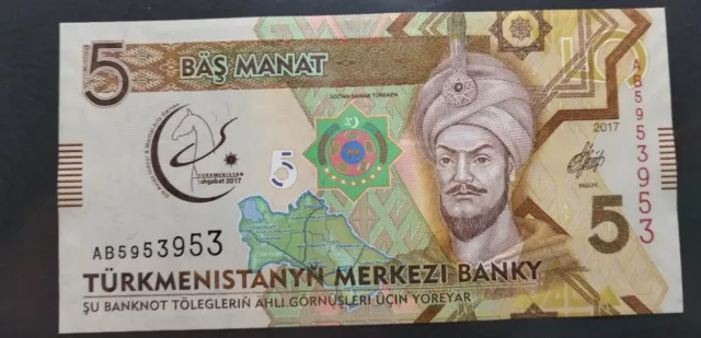 Banconote Mondiali Turkmenistan 5 Manat 2017 Fds Unc