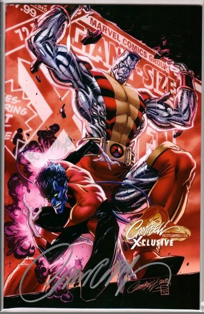 SIGNED J Scott Campbell UNCANNY X-MEN #1 CVR C Colossus/Nightcrawler Variant COA