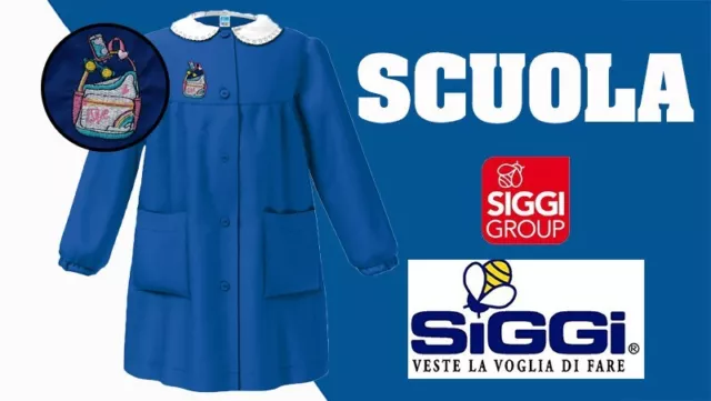 siggi grembiule scuola elementare bambina blu CHIUSURA BOTTONE , VARI MODELLI