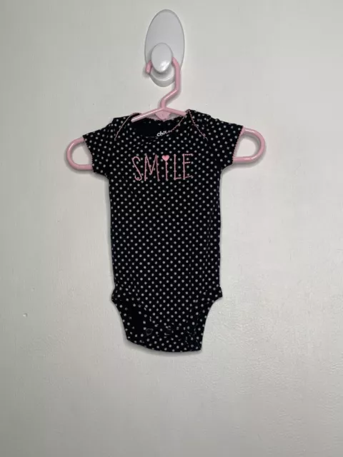 Carters One Piece Bodysuit Baby Girls Size 0-3 Months Short Sleeve Black