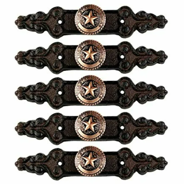 Urbalabs Cast Iron Copper Texas Seal Concho Star Knobs Kitchen Cabinet Handles