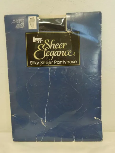 Legg's Sheer Elegance Silky Pantyhose Control Top Size A-B Sheer Toe True Navy