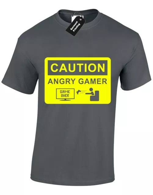 Caution Angry Gamer Mens T Shirt Beware Fps Rpg Noob 2