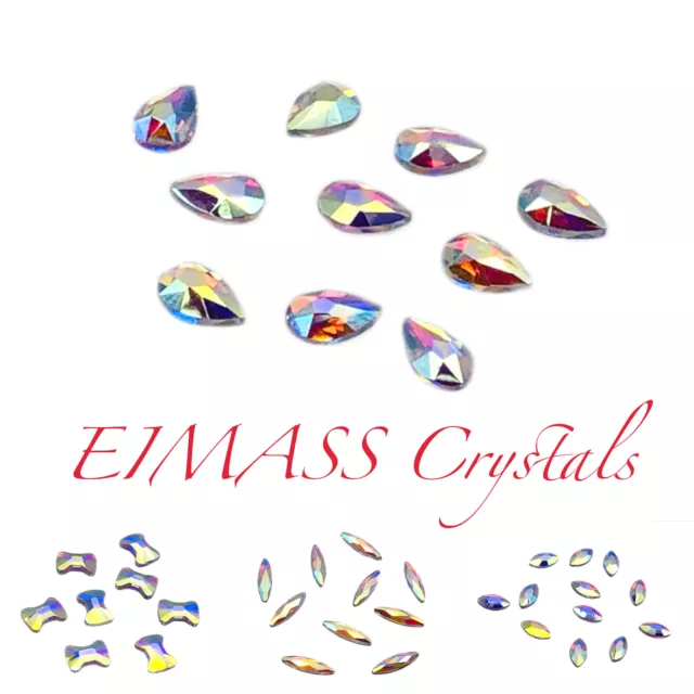 Tiny Crystals, EIMASS® 7737 Hot Fix Cut Glass Rhinestones, Flat Back Shapes