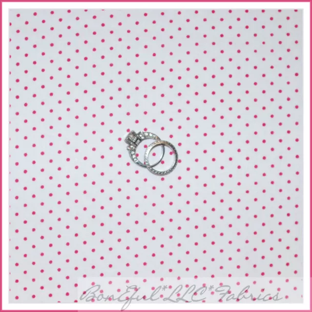 BonEful Fabric FQ Cotton Quilt White Pink Calico Dot Small Tiny Little Girl SALE