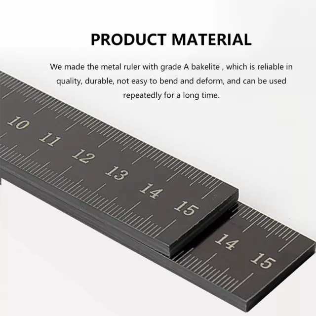2pcs Long Drafting Office Supplies Student Measuring Tool Metal Ruler Accuracy