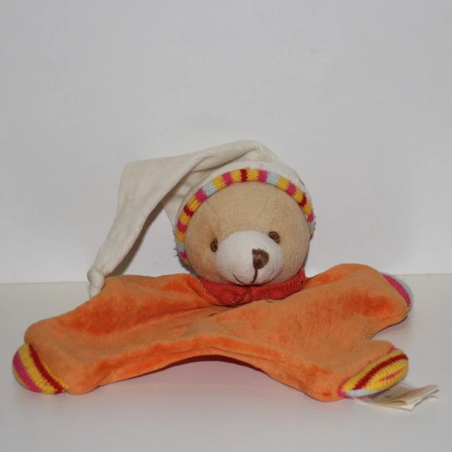 Doudou Ours Doudou et Compagnie - état moyen - Orange