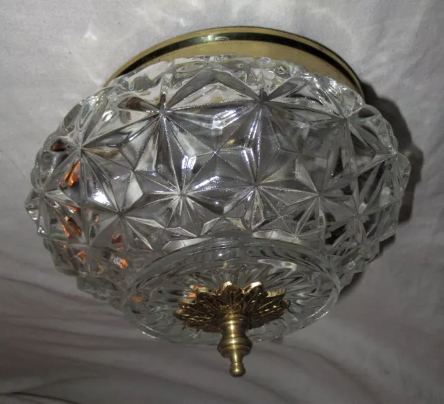 VTG DECO ERA GLASS SHADE FLUSH MOUNT CHANDELIER CEILING FIXTURE 1930's