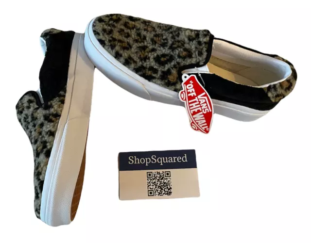 VANS SLIP ON (Sherpa) Leopard Faux Fur Shoes Women's Size 8 New Fast ...
