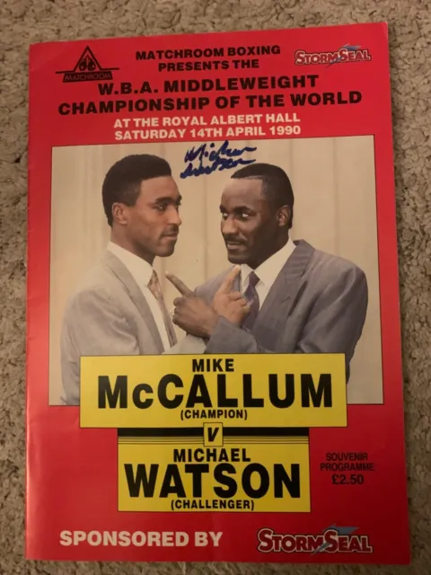 1990 Mike McCallum Vs Michael Watson World title boxing programme: Signed