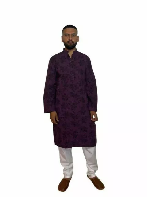 Uomo indiano kurta pigiama shalwar kameez in cotone Causal Asian wear UK 2