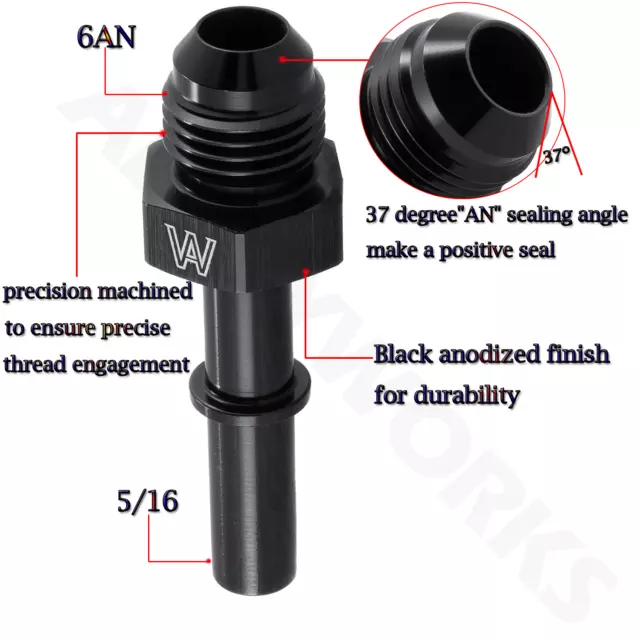 Quick Connect Male 5/16 Fuel Rail Hose to 6AN Adapter Fitting LS LS1 LS3 GM