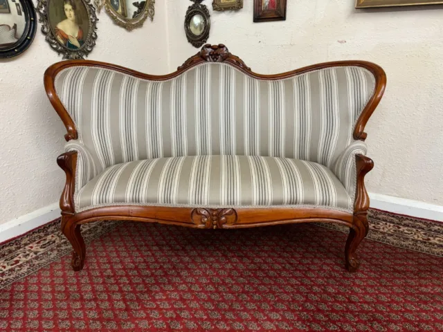 Stunning Antique Shaped Mahogany Upholstered Sofa Circa 1880