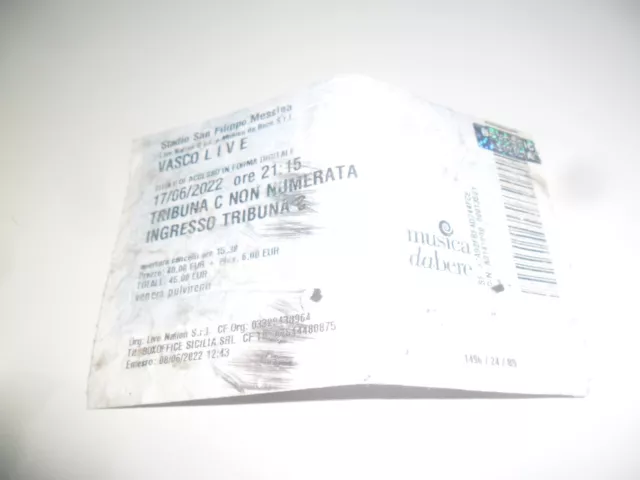 Biglietto Vasco Rossi Live 2022 Accettabile Condizioni Originale Raro