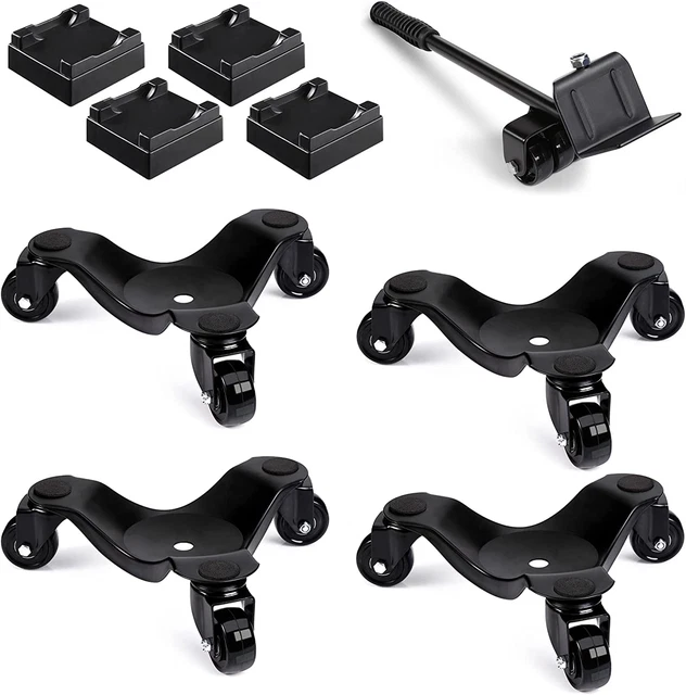 Steel Tri-Dolly Set With Lifter, 3 Wheel Mover Dollys For Heavy Furniture 4-Pack