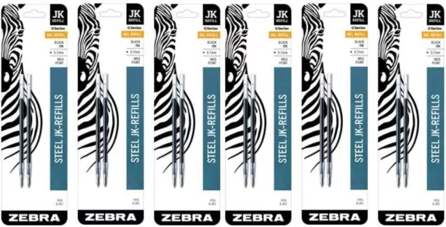 Zebra JK-Refll G301 Retractable Gel Pen Refills 0.7mm Medium Point 6 PACK NEW