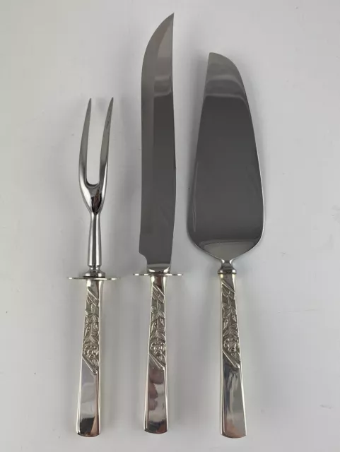 Sterling Stieff  STIEFF ROSE MOTIF LARGE CARVING SET With CAKE SERVER & Monogram