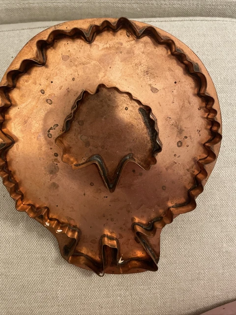 Rare Large Vintage Copper Turkey Wreath Cookie  Cutter 7” Heavy Gauge W/Handle