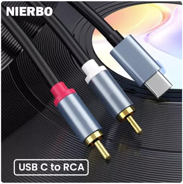 USB-C auf Chinchkabel 2x RCA Cinch Stecker Audio Stereo Y Splitter Adapterkabel