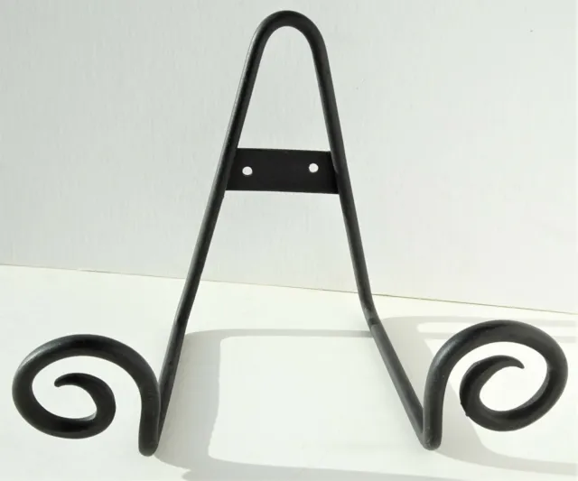 Vtg Wrought Iron Stand Handmade Plate Art Bowl Book Display Easel, Swirl Spiral