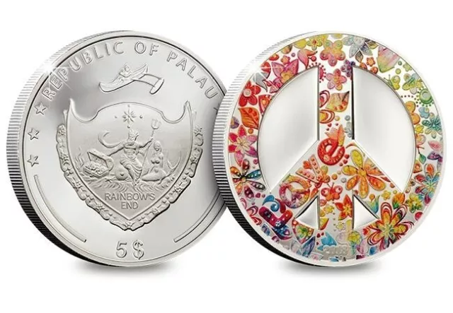 5$ Palau 2018 - SUMMER OF LOVE - 1 Oz Silber Münze