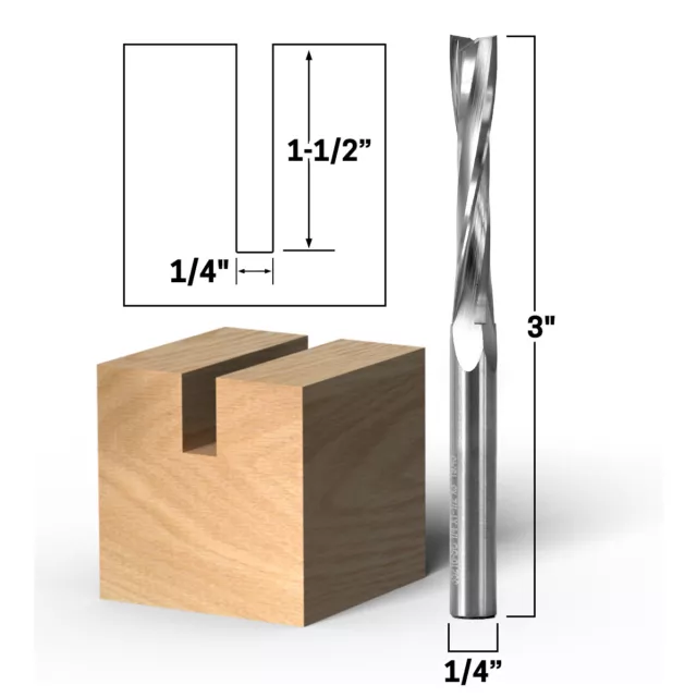 1/4" Dia Low Helix Upcut End Mill CNC Router Bit - 1/4" Shank - Yonico 35216-SC