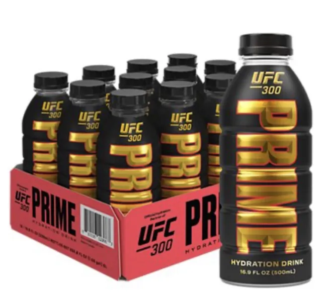 12 Botellas UFC 300 Prime Bebidas Hidratantes Logan Paul Estuche Edición Limitada Nuevo